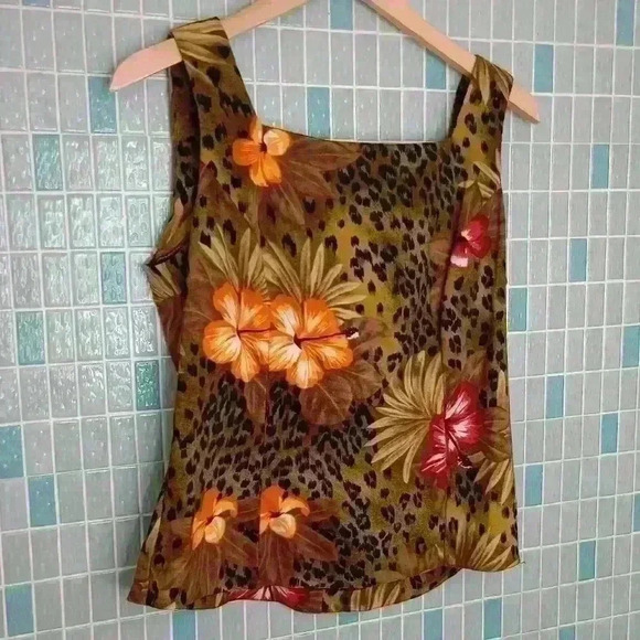 Vintage John Roberts Sleeveless Tropical Crop Blouse Top - Picture 4 of 12